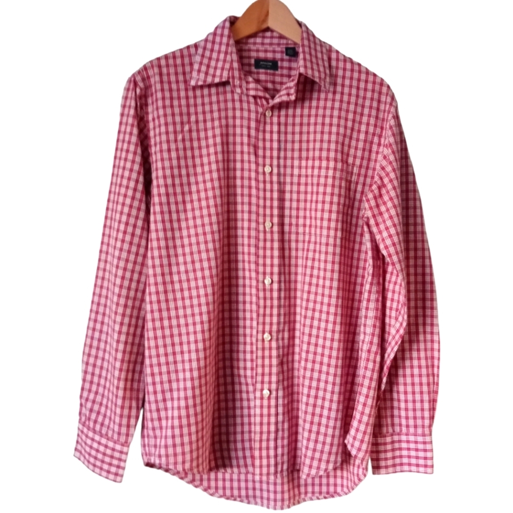 ARROW USA 1851 MEN'S RED PLAID LONG-SLEEVE BUTTON-DOWN SHIRT. SIZE S/P